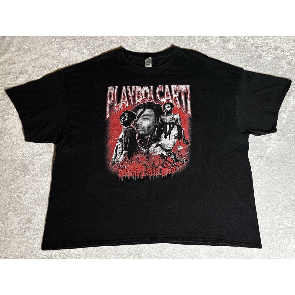 Playboi Carti Whole Lotta Red Size 3XL Graphic Print T-Shirt Black
